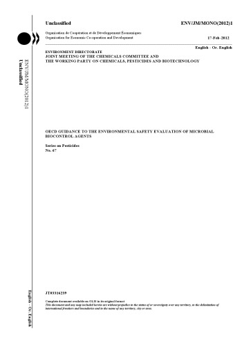 OECD Guidance to the Environmental Safety Evaluation of Microbial Biocontrol Agents