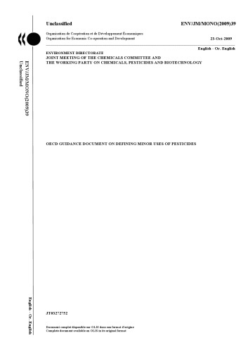 OECD guidance document on defining minor uses of pesticides.