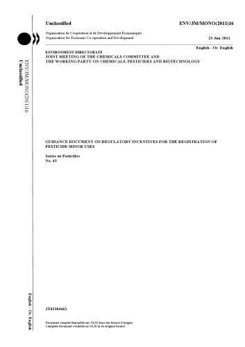 Guidance Document on Regulatory Incentives for the Registration of Pesticide Minor Uses