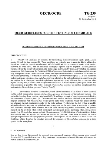 Water-sediment myriophyllum spicatum toxicity test.