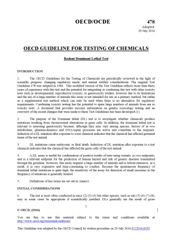 Test No. 478: Rodent Dominant Lethal Test