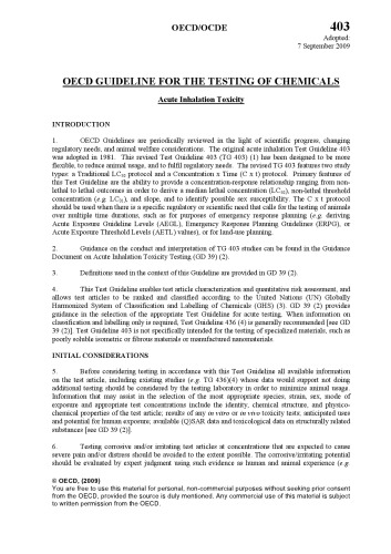 Test No. 403: Acute Inhalation Toxicity