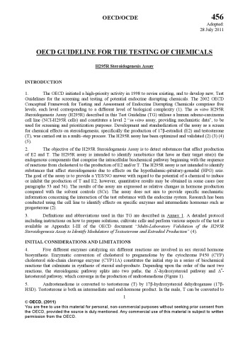 Test No. 456: H295R Steroidogenesis Assay