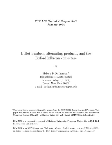 Ballot numbers, alternating products, and the Erdös-Heilbronn conjecture