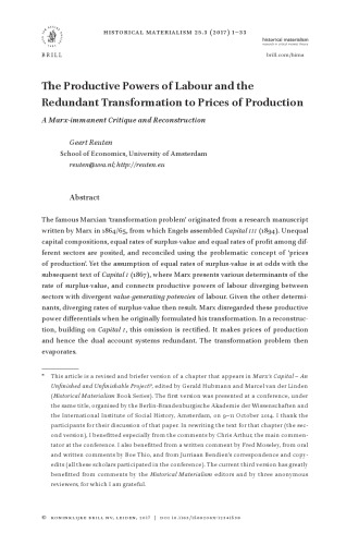 The Productive Powers of Labour and the Redundant Transformation to Prices of Production