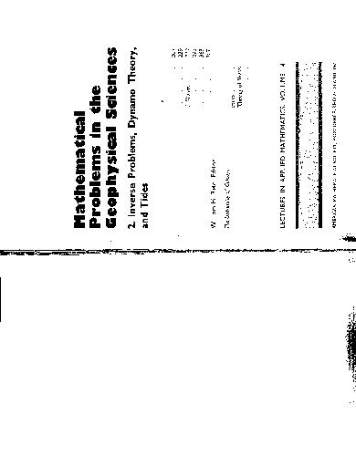 in Reid,Mathematical promlems in the geographical sciences