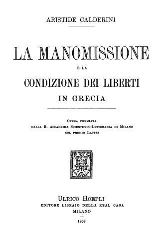 La manomissione e la condizione dei liberti in Grecia