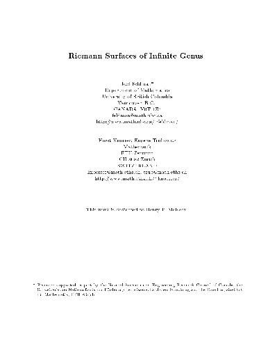 Riemann Surfaces of Infinite Genus