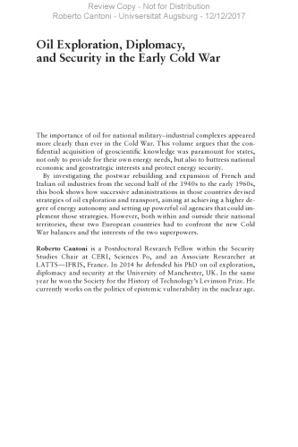 Oil Exploration, Diplomacy, and Security in the Early Cold War: The Enemy underground