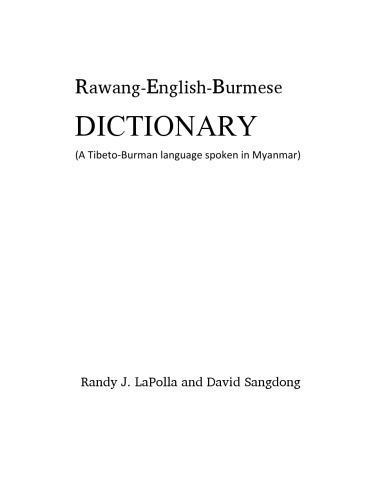 Rawang-English-Burmese Dictionary