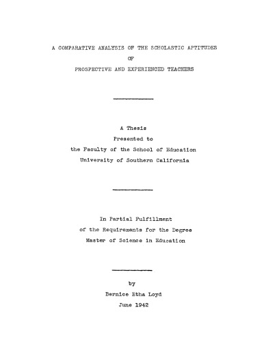 A comparative analysis of the scholastic aptitudes of prospective and experienced teachers