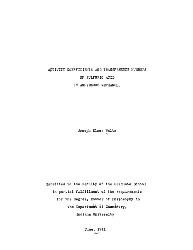 The activity coefficients and transference numbers of sulfuric acid in anhydrous methanol