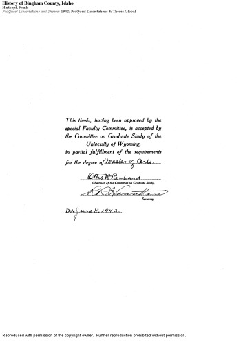 History of Bingham County, Idaho