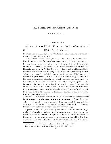 Lectures on Lipschitz analysis