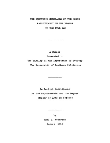 The embryonic membranes of the horse particularly in the region of the yolk sac