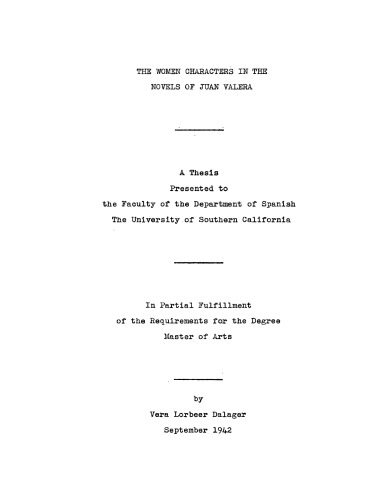 The women characters in the novels of Juan Valera