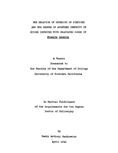 The relation of severity of symptoms and the degree of acquired immunity in chicks infected with graduated doses of Eimeria tenella