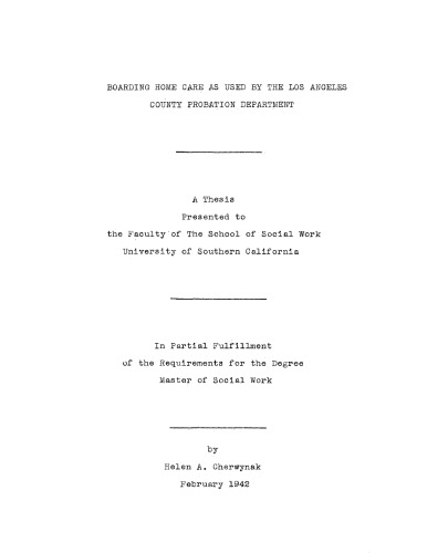 Boarding home care as used by the Los Angeles County Probation Department