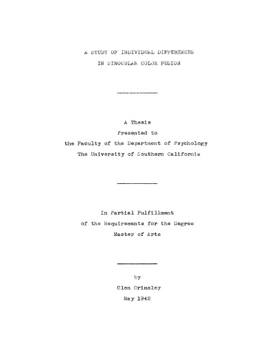 A study of individual differences in binocular color fusion