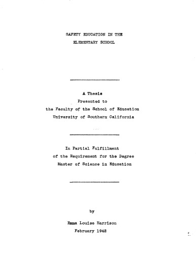 Safety education in the elementary school