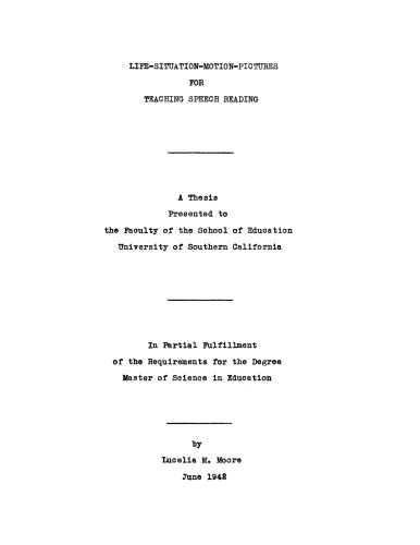 Life situation motion pictures for teaching speech reading