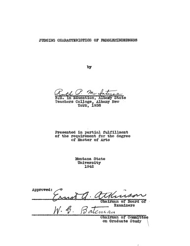 Judging characteristics of feeblemindedness