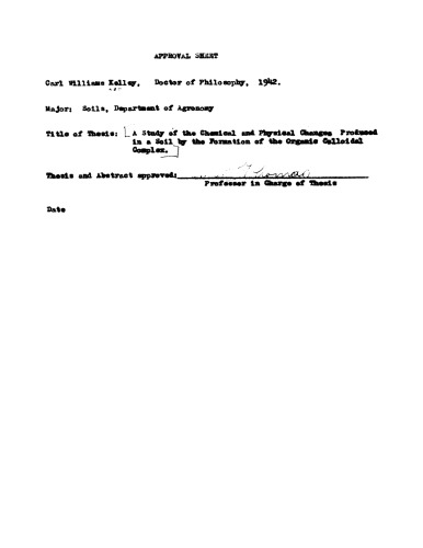 A study of the chemical and physical changes produced in a soil by the formation of the organic colloidal complex and mercury sulfates