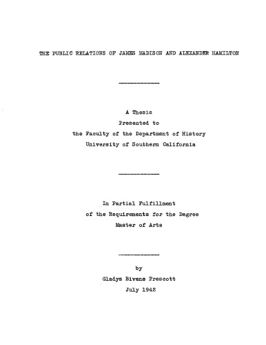 The public relations of James Madison and Alexander Hamilton