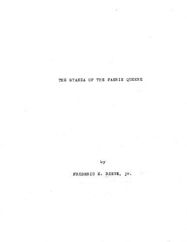 THE STANZA OF THE ’FAERIE QUEENE’
