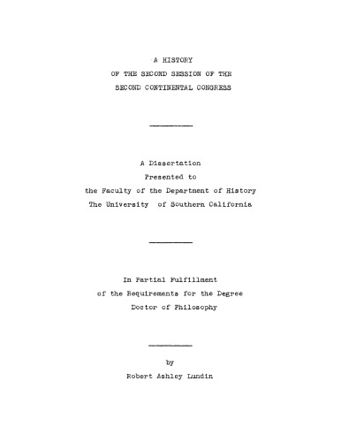 A history of the second session of the Second Continental Congress