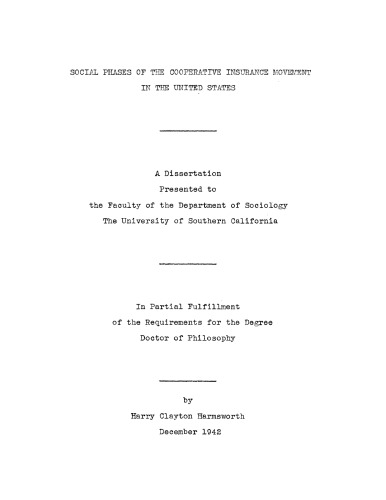 Social phases of the cooperative insurance movement in the United States