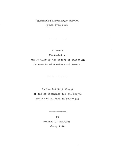 Elementary aeronautics through model airplanes