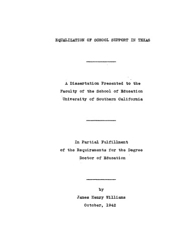 Equalization of school support in Texas