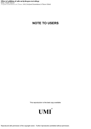 Effect of addition of salts on hydrogen overvoltage