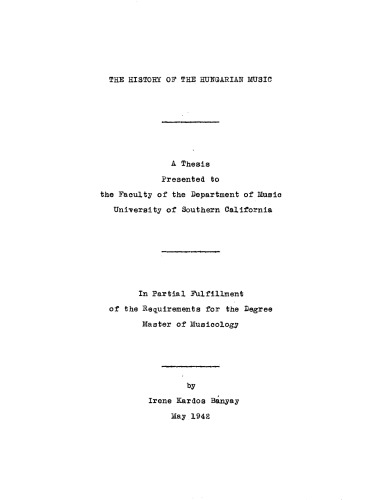 The history of the Hungarian music