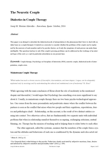 The Neurotic Couple. Dialectics in Couple Therapy