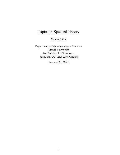 Topics in Spectral Theory