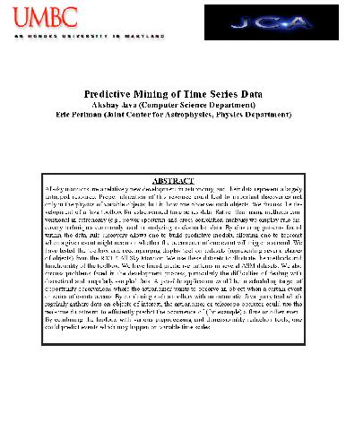 Predictive Mining of Time Series DatPredictive Mining of Time Series Data
