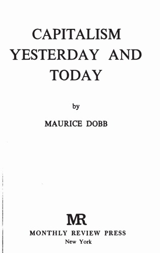 Capitalism Yesterday and Today