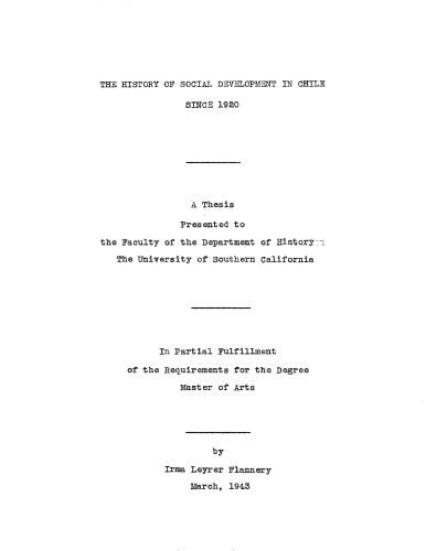 The history of social development in Chile since 1920The history of social development in Chile since 1920