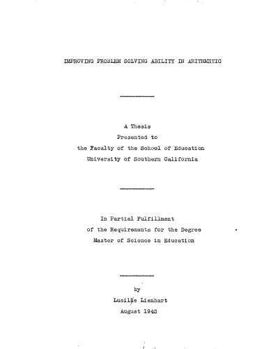 Improving problem solving ability in arithmetic