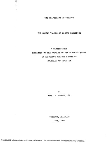 SOCIAL VALUES OF MODERN MORMONISMSOCIAL VALUES OF MODERN MORMONISM