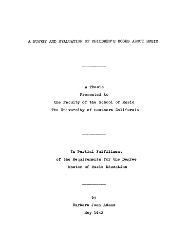 A survey and evaluation of childrens books about music