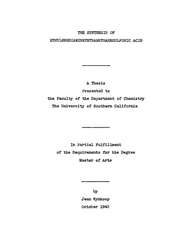 The synthesis of ethylenediaminetetramethanesulfonic acid