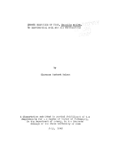 Growth Responses of Hemp, Cannabis Sativa, to Differential Soil and Air Temperatures