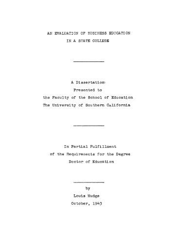 An evaluation of business education in a state college