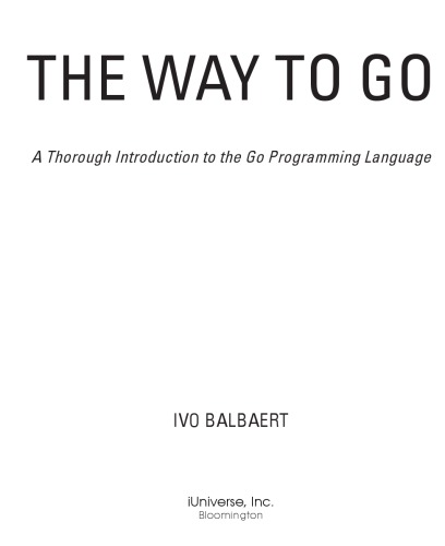 The Way to Go. A thorough Introduction to the Go Programming Language