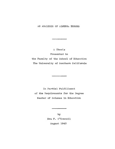 An analysis of algebra errorsAn analysis of algebra errors