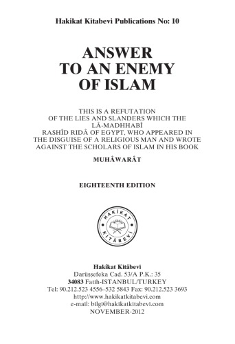 Answer to an Enemy of Islam