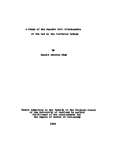 A study of the hepatic cell mitochondria of the rat by the perfusion method